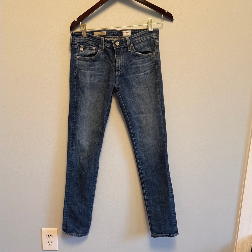 AG Adriano Goldschmied Women's Straight Leg Jeans in Dark Blue